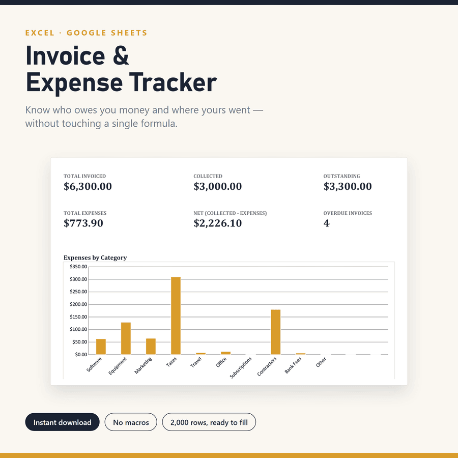 Invoice Tracker & Generator — screenshot of the real thing